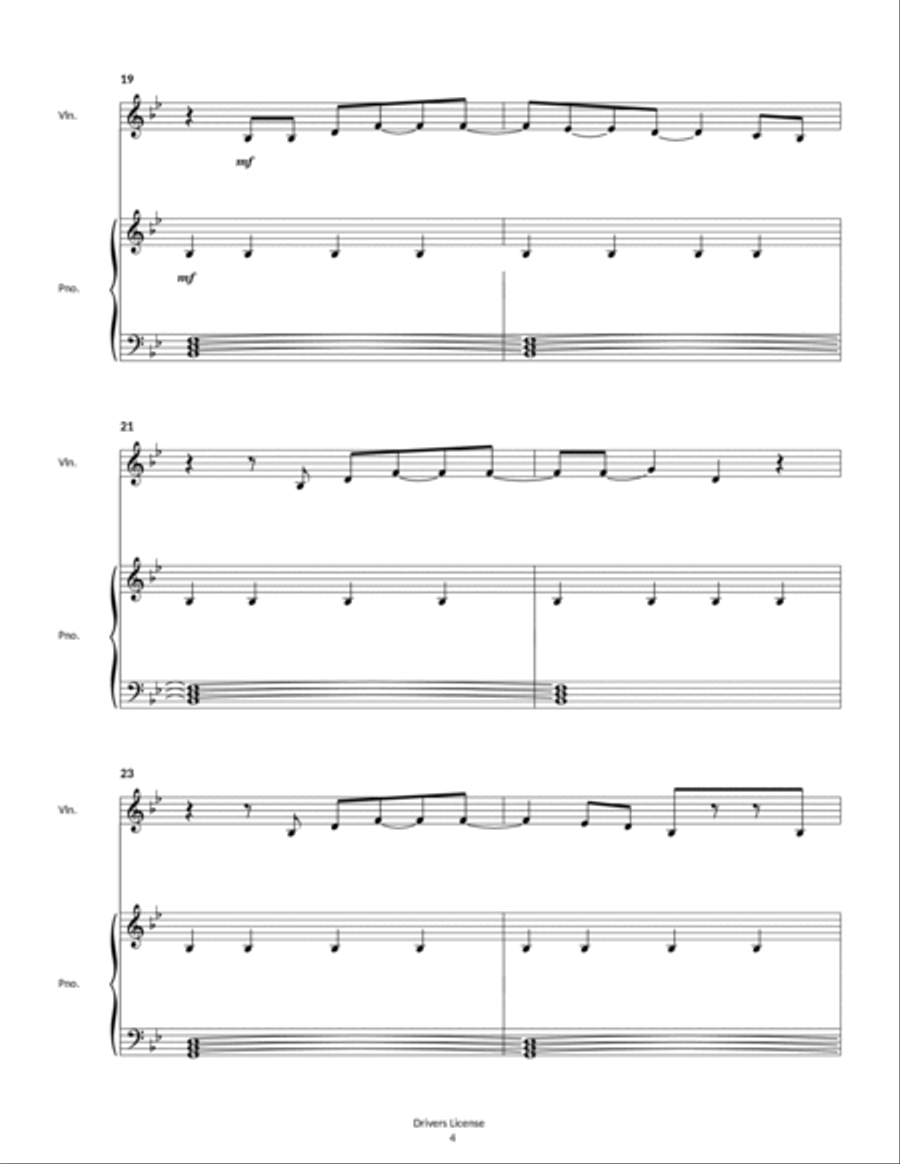 Drivers License Drivers License Violin Solo scores gallery preview page 4