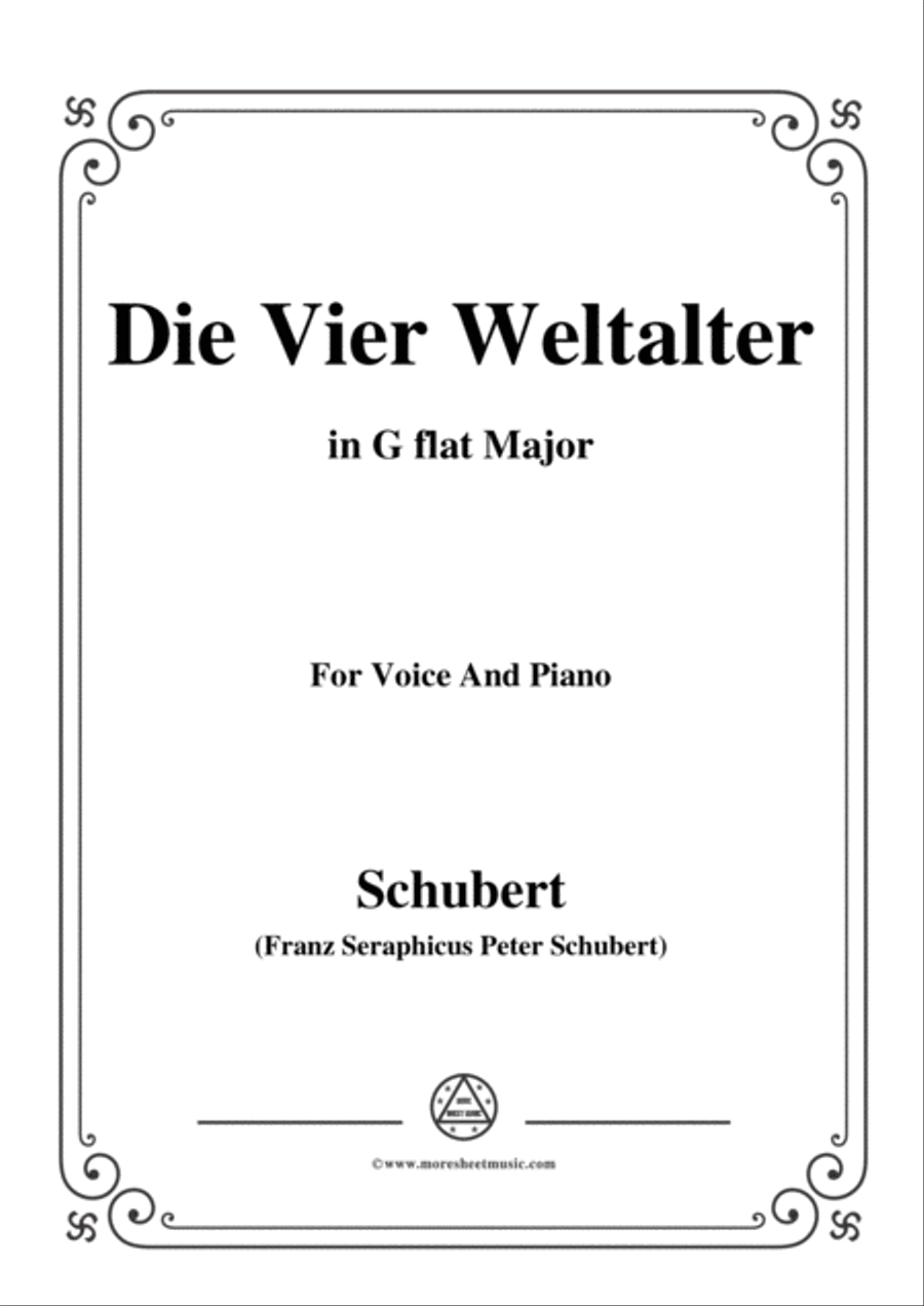 Schubert-Die Vier Weltalter,Op.111 No.3,in G flat Major,for Voice&Piano Voice scores gallery preview page 1