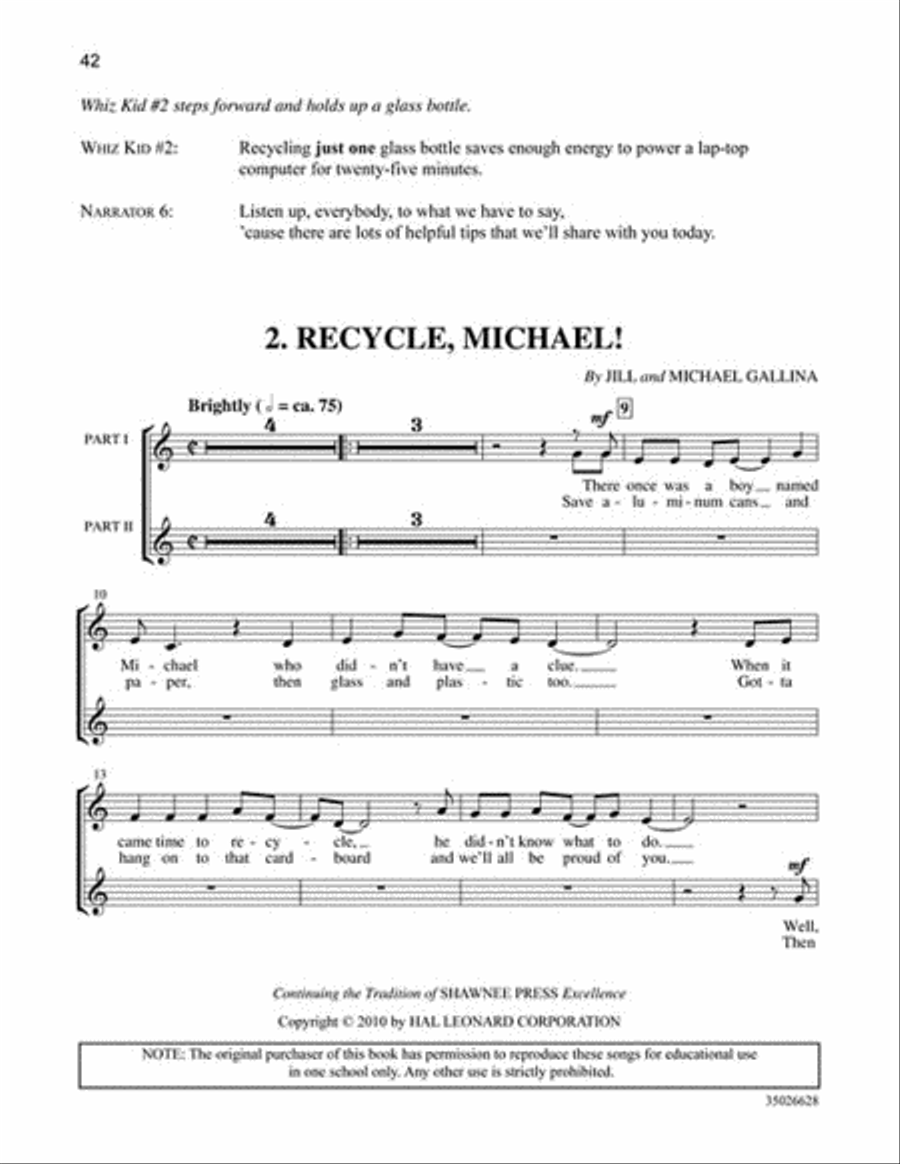 The Green Machine Team – A Mini-Musical to Recycle, Replenish, and Renew! 2-Part scores gallery preview page 3