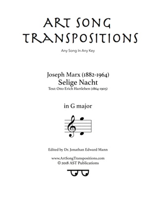 MARX: Selige Nacht (transposed to G major)