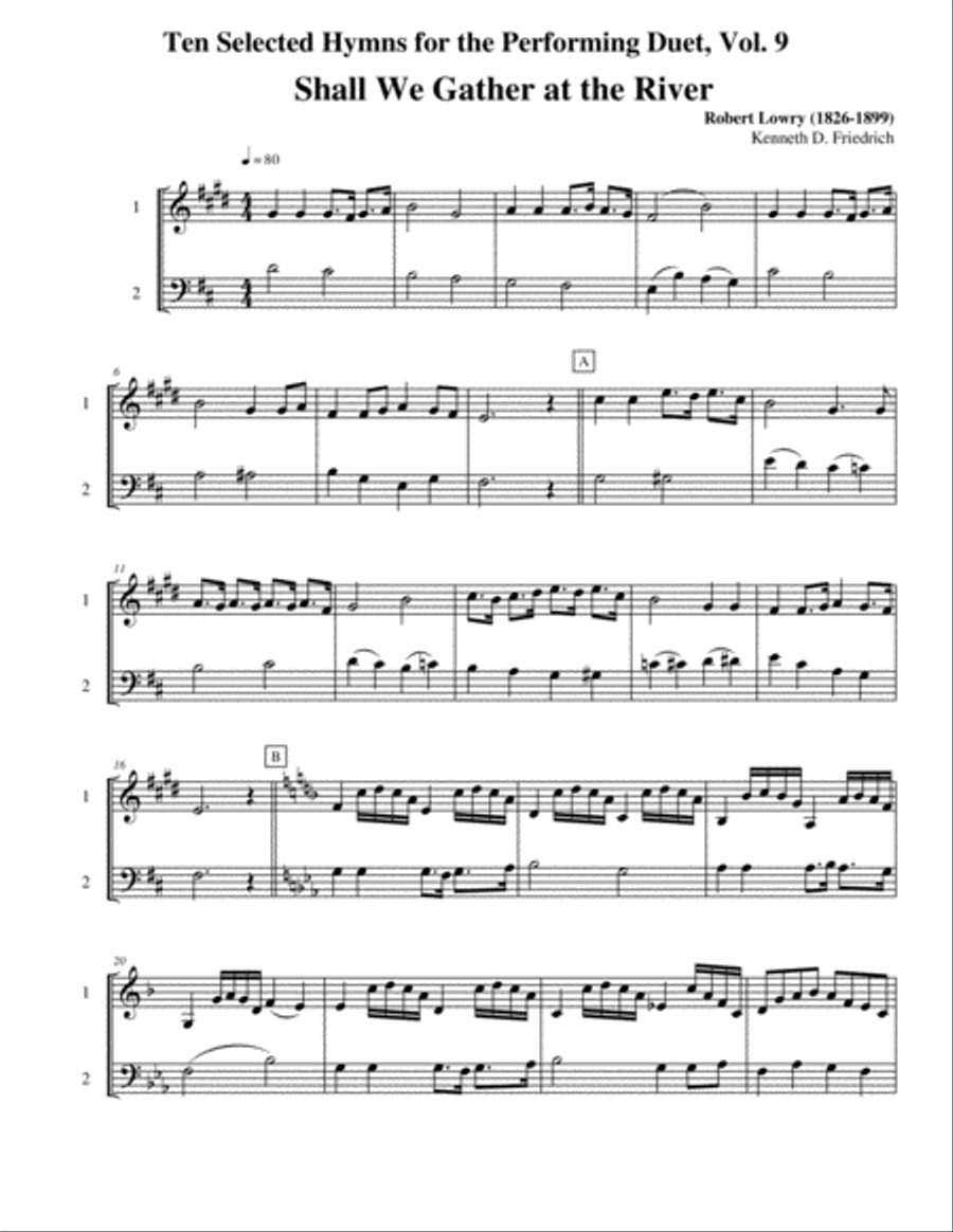 Ten Selected Hymns for the Performing Duet, Vol. 9 - clarinet and bassoon Woodwind Duet scores gallery preview page 1