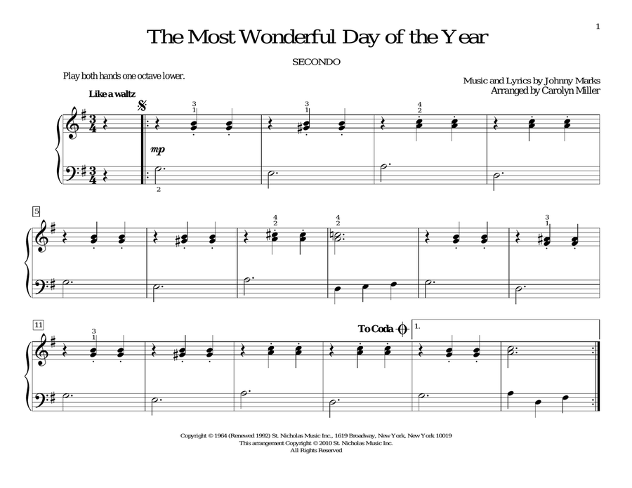 The Most Wonderful Day Of The Year Piano Duet scores gallery preview page 1