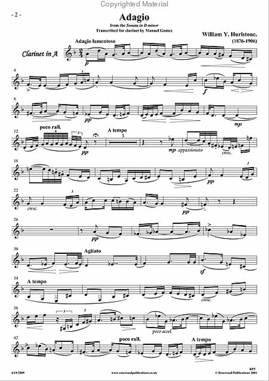 Adagio Adagio A Clarinet scores gallery preview page 3
