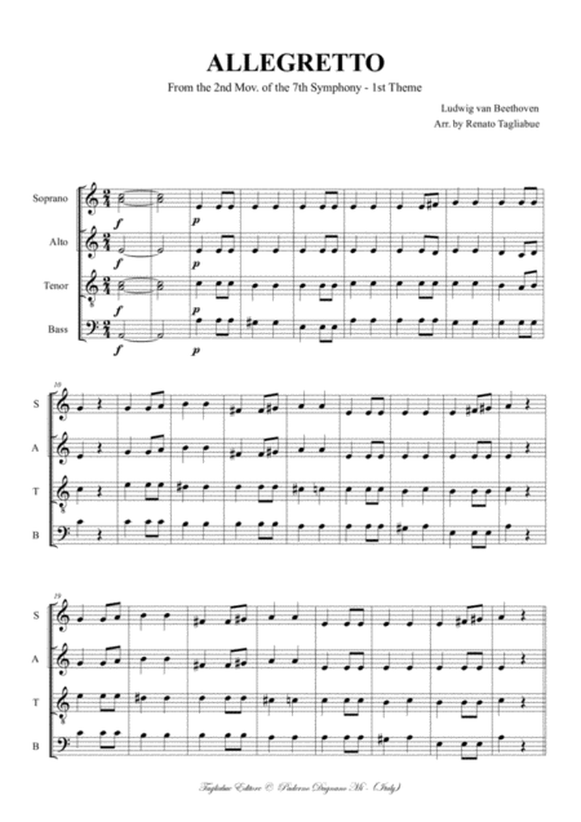 ALLEGRETTO - From the 2nd Mov. of the 7th Symphony - 1st Theme - Beethoven - Arr. for SATB Choir in image number null