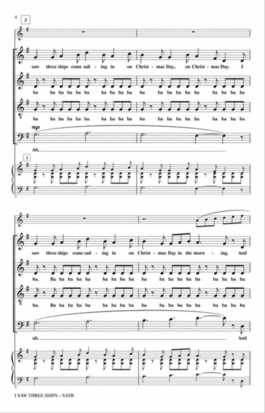 I Saw Three Ships I Saw Three Ships 4-Part scores gallery preview page 3