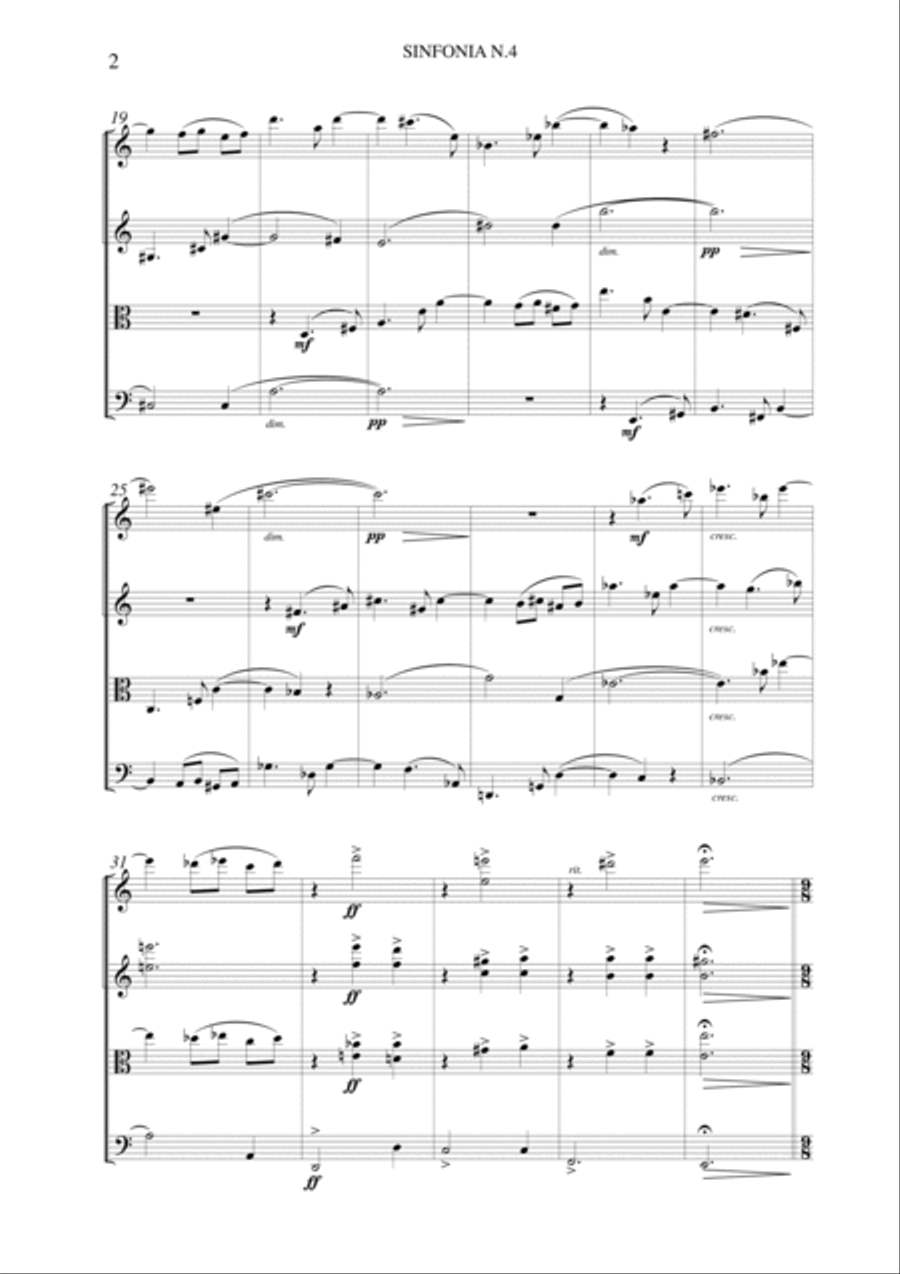 Salvatore Passantino: SINFONIA N.4 IN LA MINORE (ES-21-046) - Score Only String Quartet scores gallery preview page 4