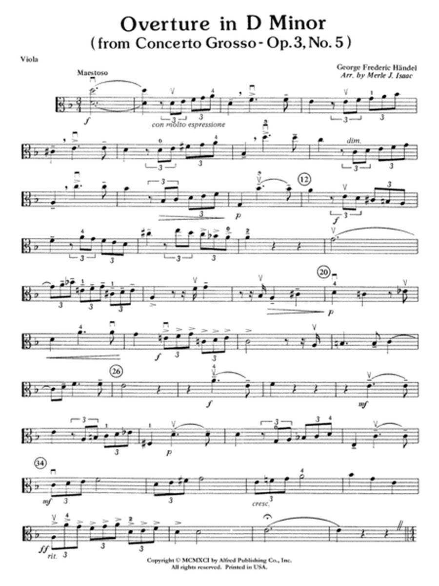 Overture in D minor (Concerto Grosso): Viola