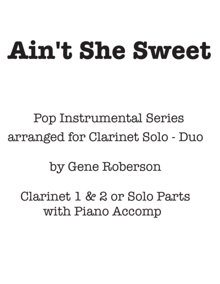 Ain't She Sweet Clarinet Solo-Duo Pop Series image number null