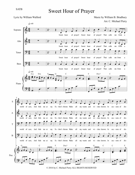 Sweet Hour of Prayer SATB image number null