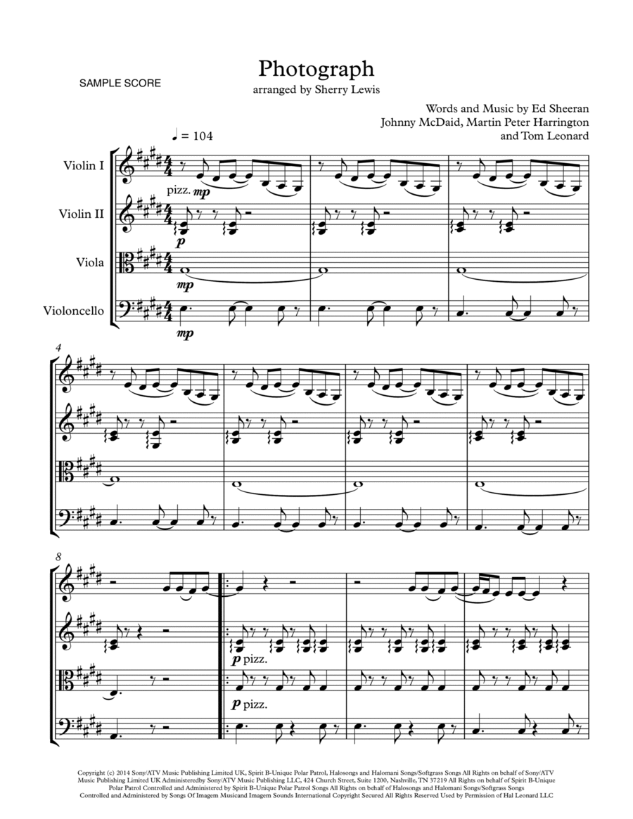 Photograph String Quartet scores gallery preview page 1