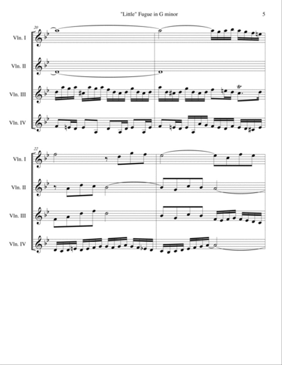 Little Fugue in G minor, BWV 578 Violin Solo scores gallery preview page 5