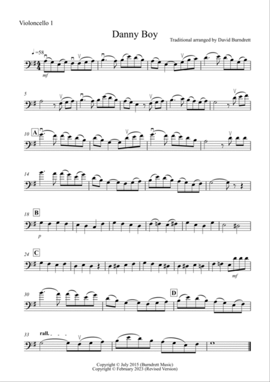 Danny Boy for Cello Quartet Cello Solo scores gallery preview page 3
