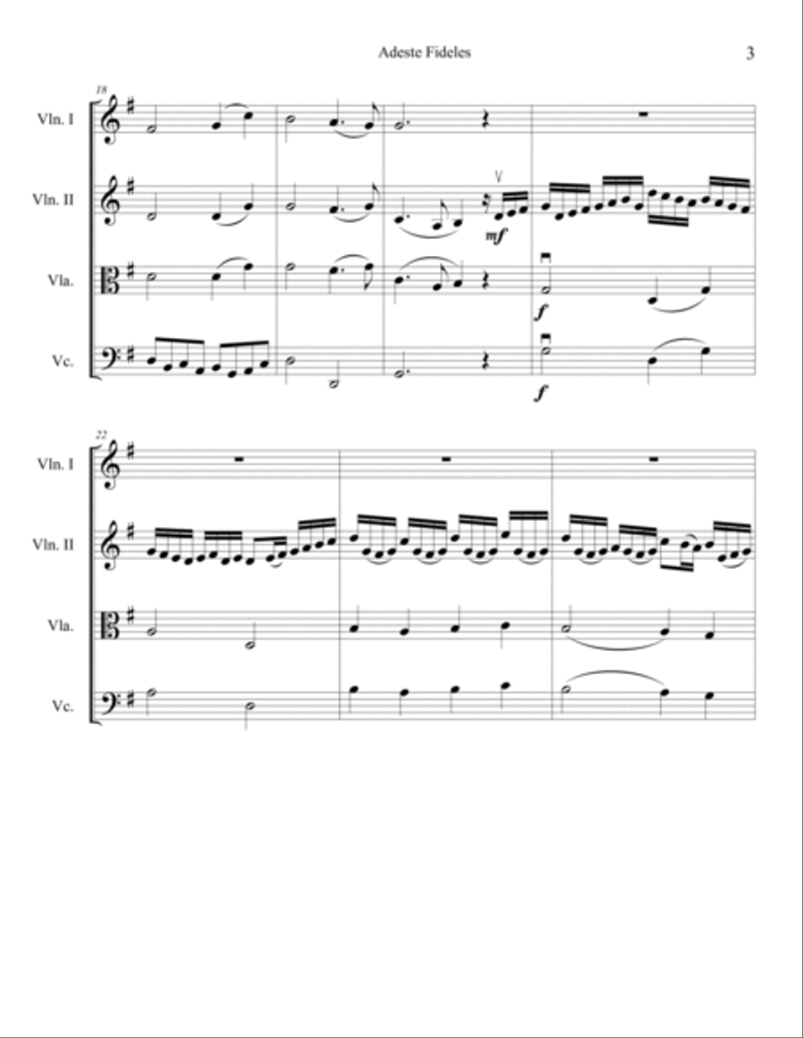 Adeste Fideles for String Quartet String Quartet scores gallery preview page 4