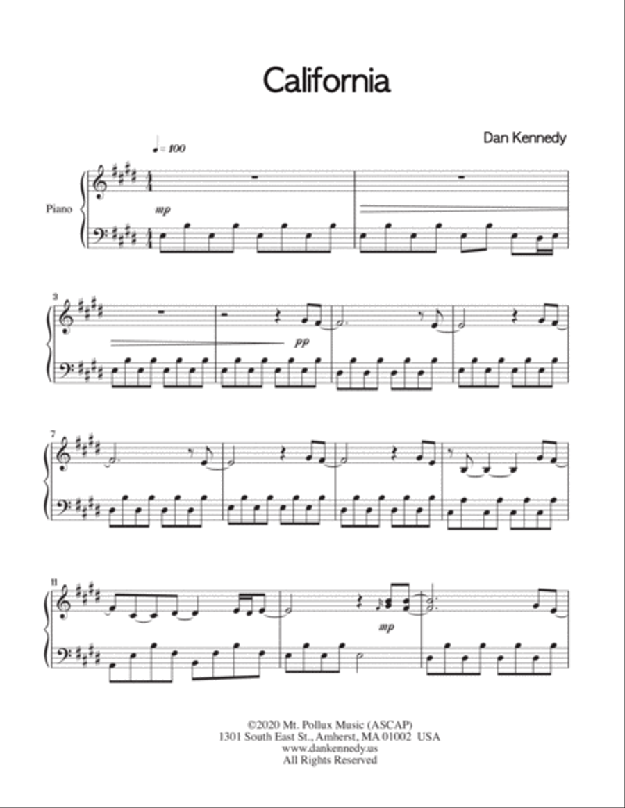 California Piano Solo scores gallery preview page 2