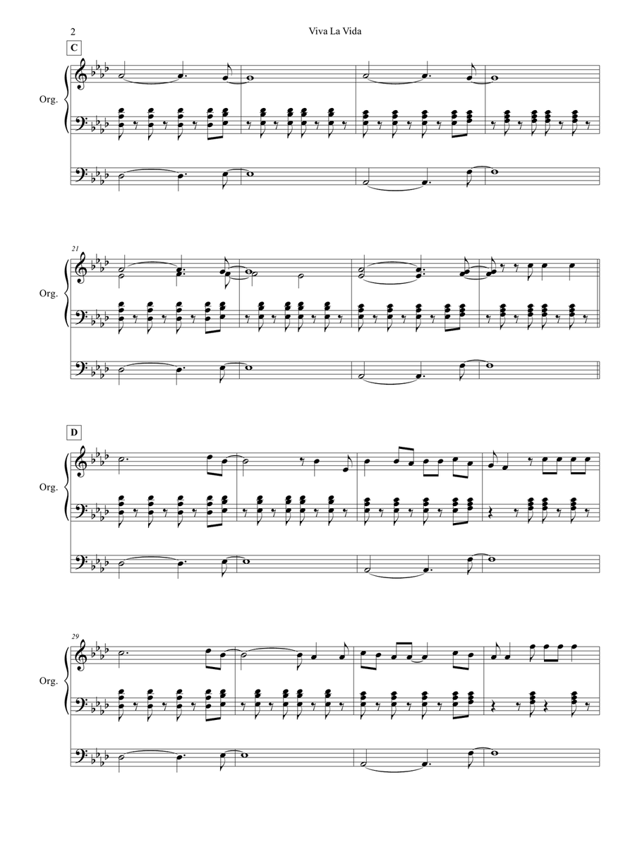 Viva La Vida Organ Solo scores gallery preview page 3