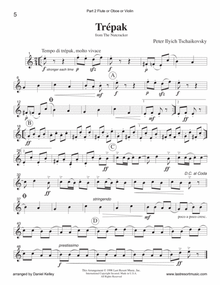 Trepak from the Nutcracker for Piano Trio (Violin, Cello & Piano)