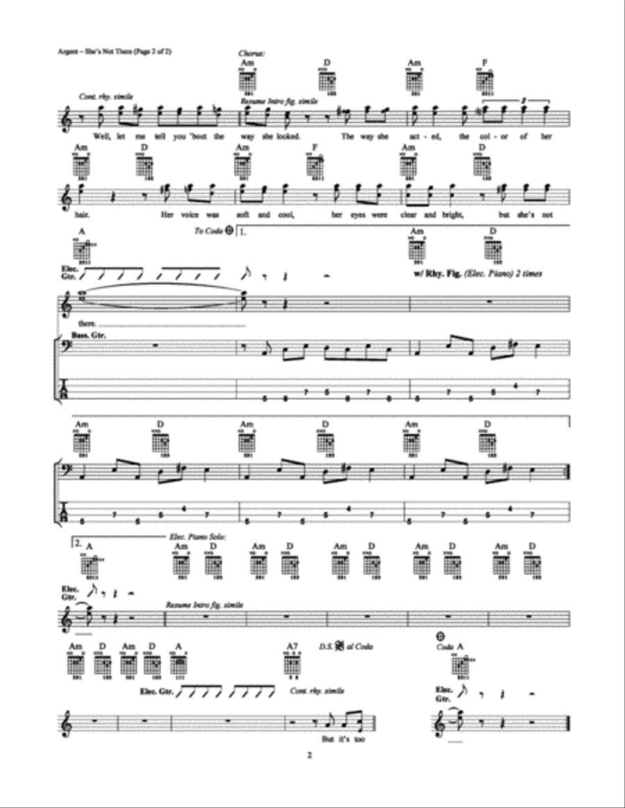 She's Not There Easy Guitar scores gallery preview page 2