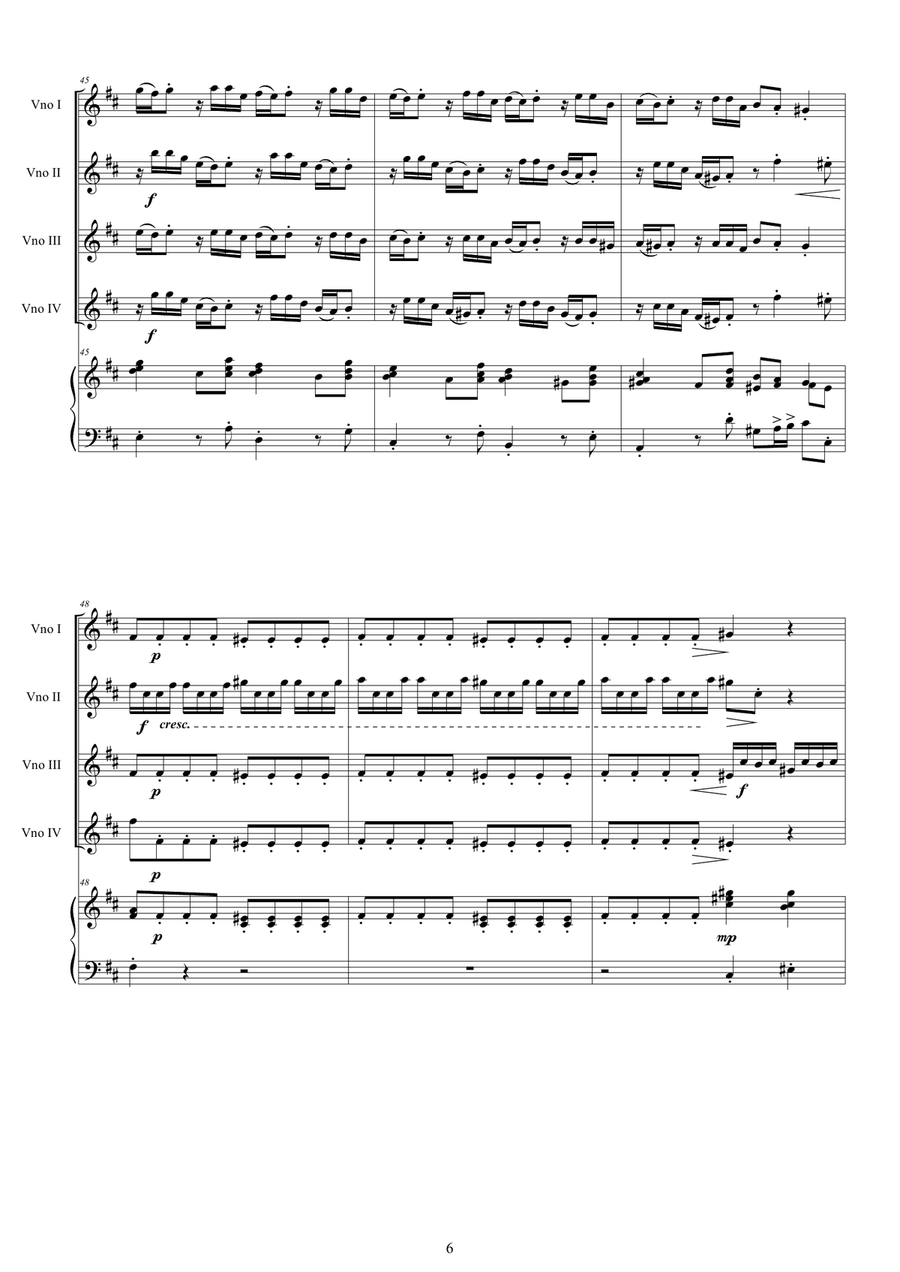 Vivaldi - Violin Concerto No.1 in D major RV 549 Op.3 for 4 Violins and Piano Violin Solo scores gallery preview page 6