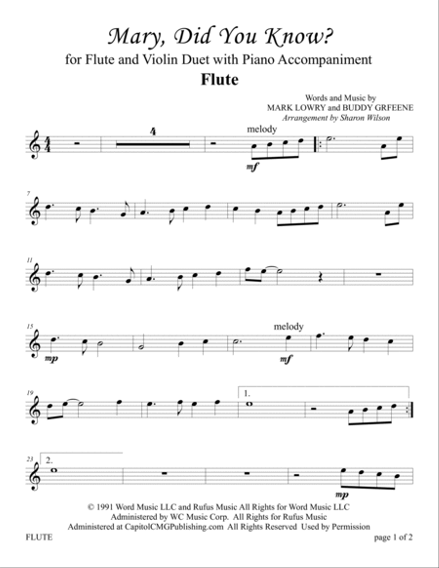 Mary, Did You Know? Flute scores gallery preview page 3