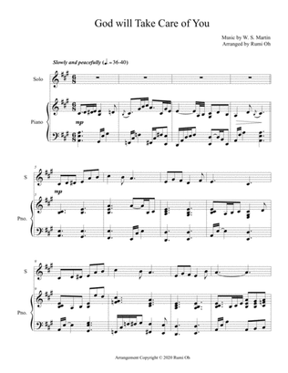 God Will Take Care of You (Hymn Piano Arrangement for Voice or Solo Instrument)