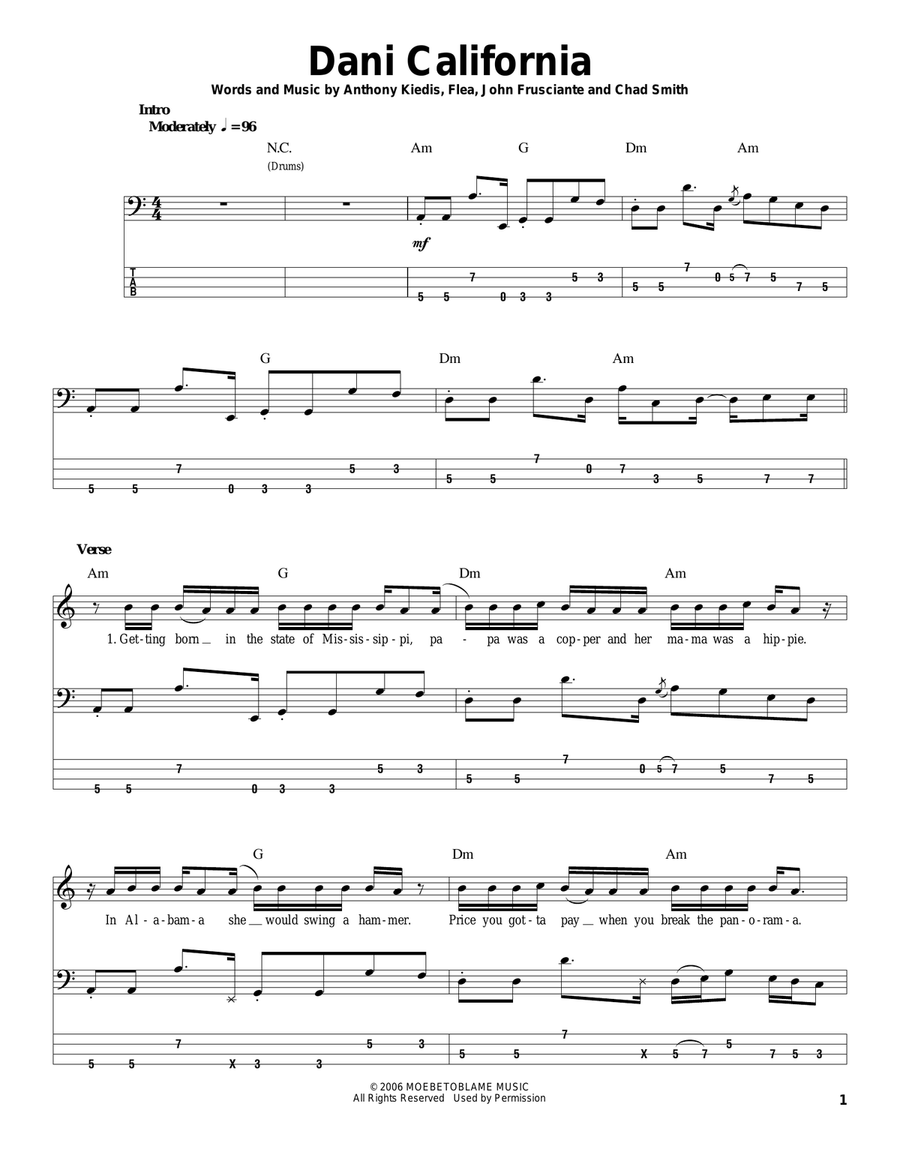Dani California Dani California Acoustic Guitar scores gallery preview page 1
