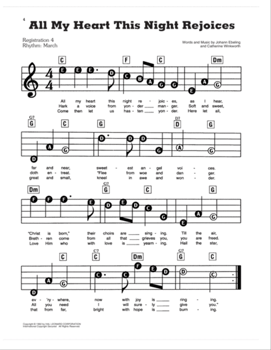 All My Heart This Night Rejoices Electronic Keyboard scores gallery preview page 1