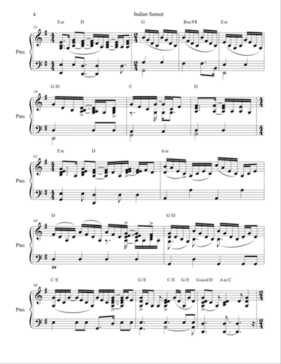 Indian Sunset Indian Sunset Piano Solo scores gallery preview page 4