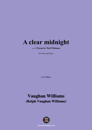 Book cover for Vaughan Williams-A clear midnight(This is thy hour,O Soul,thy free flight into the wordless),in G Ma