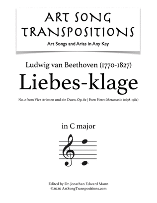 Book cover for BEETHOVEN: Liebes-klage, Op. 82 no. 2 (transposed to C major)