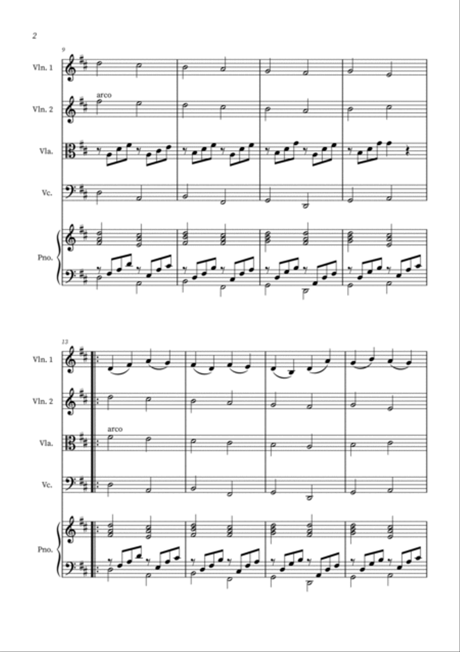 Canon in D - String Quartet and Piano String Quartet scores gallery preview page 2