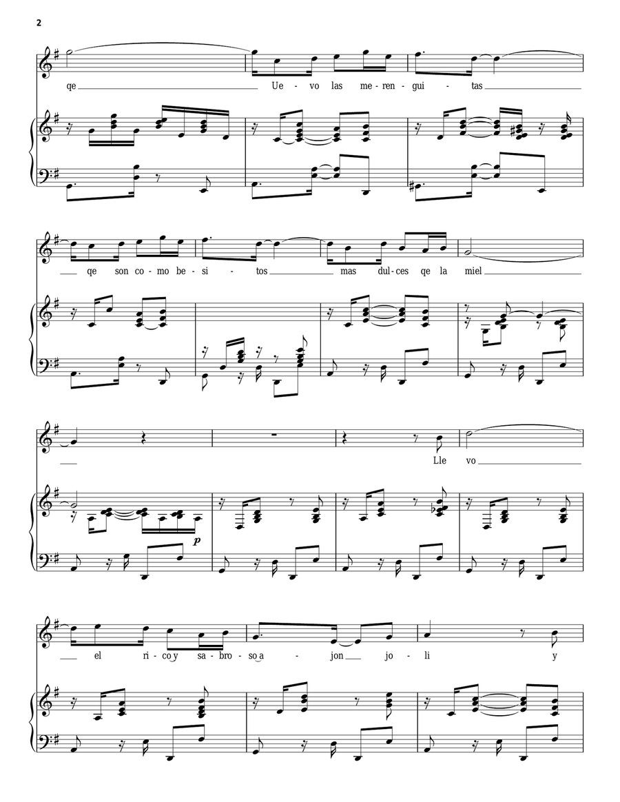 El Dulcero Piano, Vocal scores gallery preview page 2