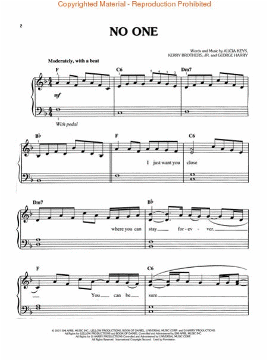 No One Easy Piano scores gallery preview page 2