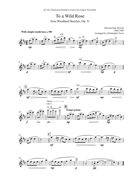 To a Wild Rose, for guitar ensemble (4 guitars) image number null