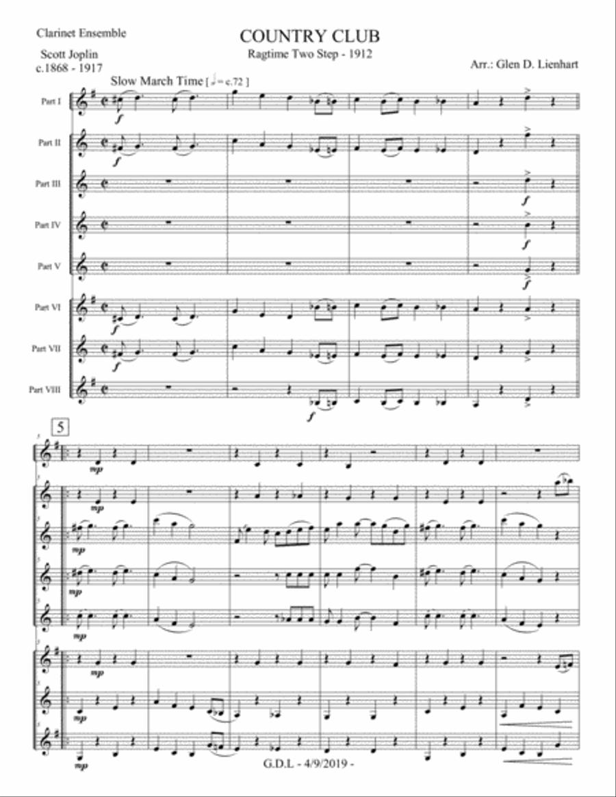 Country Club (Clarinets) Woodwind Ensemble scores gallery preview page 2