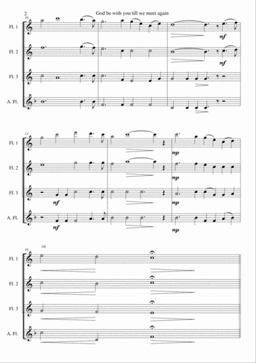 God be with you till we meet again for flute quartet Flute Quartet scores gallery preview page 2