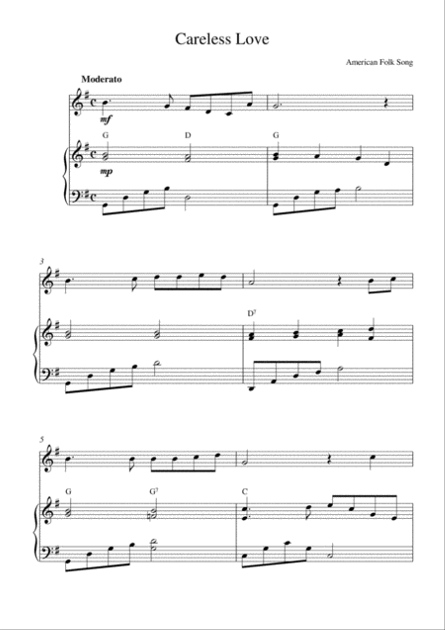 Careless Love Piano scores gallery preview page 1