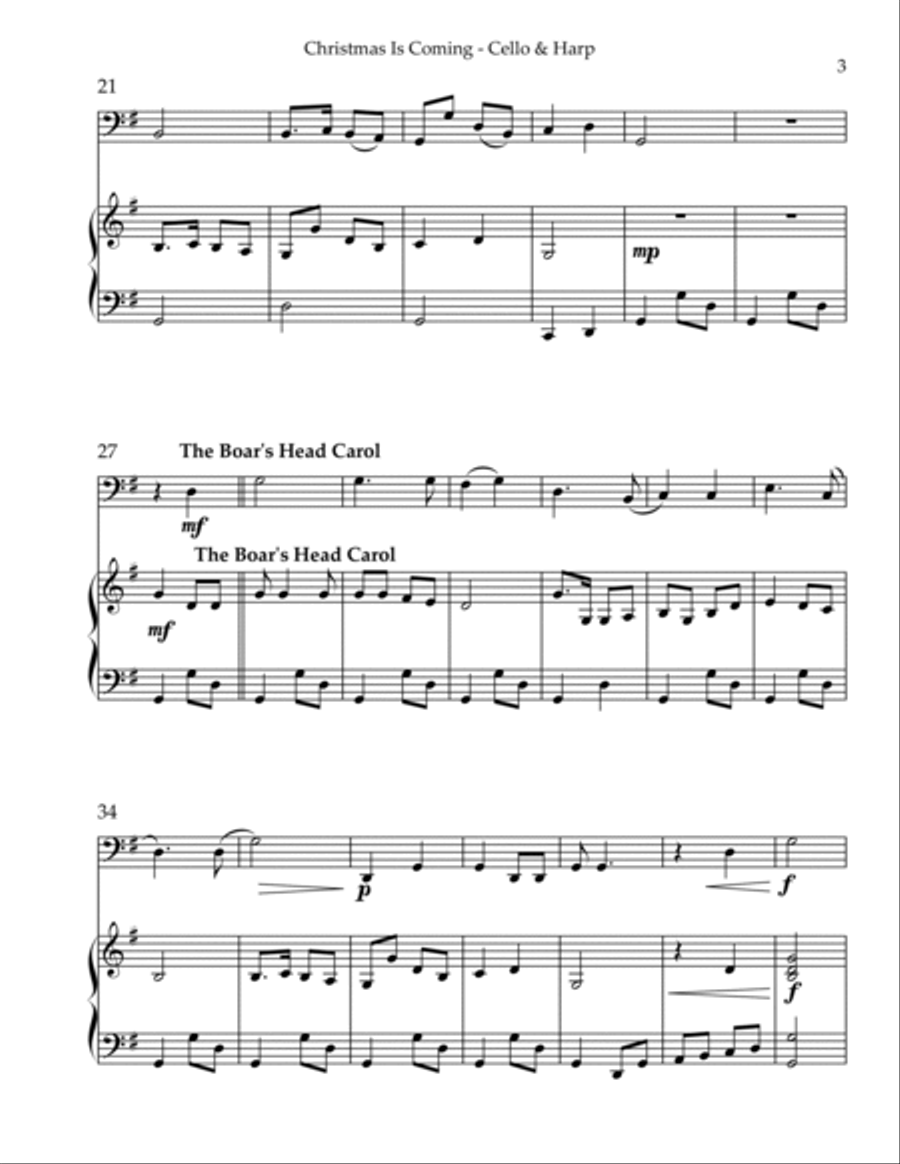 Christmas is Coming, Duet for Cello & Harp