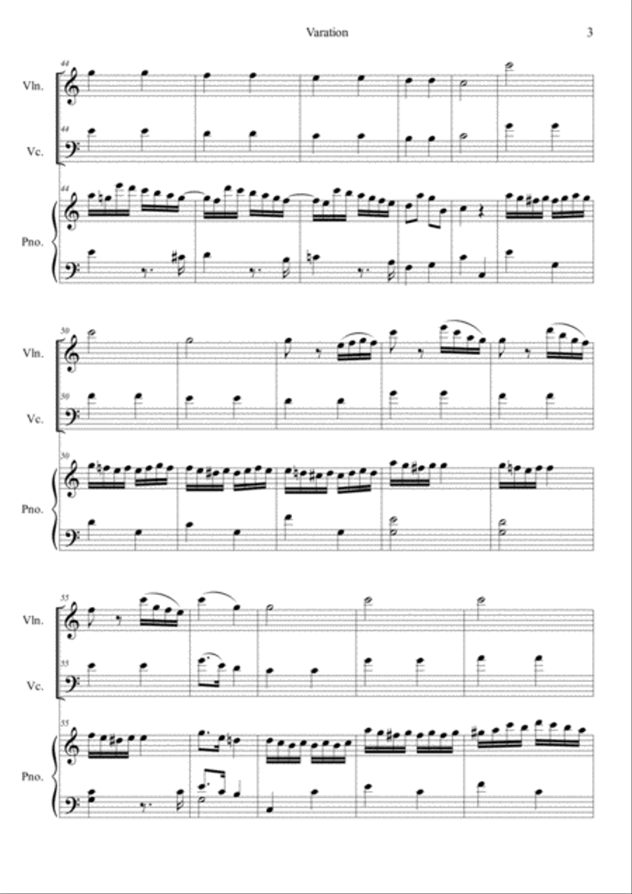 Varations KV.265 Piano Trio scores gallery preview page 3