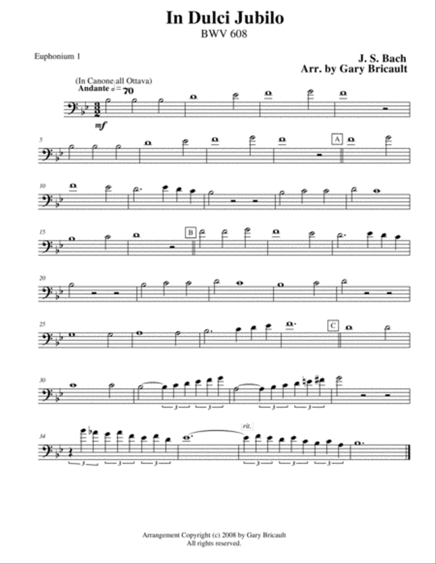 In Dulci Jubilo (BWV 608) Brass Ensemble scores gallery preview page 4