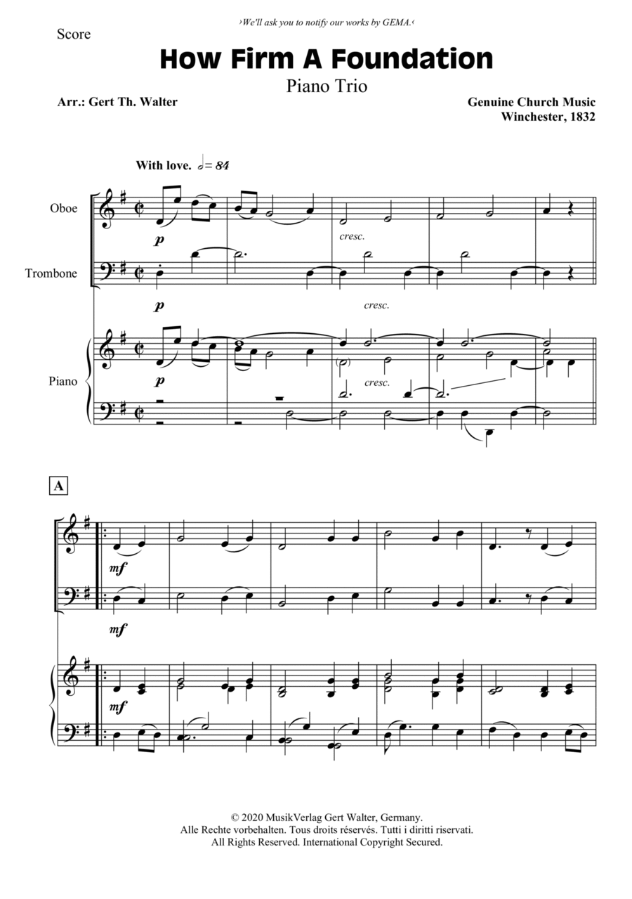 How Firm A Foundation Trombone Duet scores gallery preview page 1