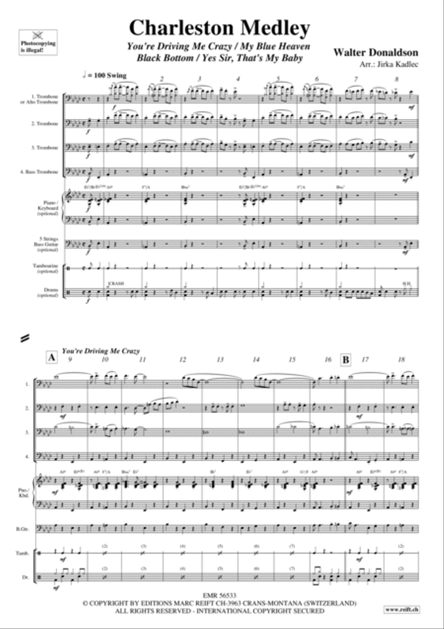 Charleston Medley Charleston Medley Trombone Quartet scores gallery preview page 3