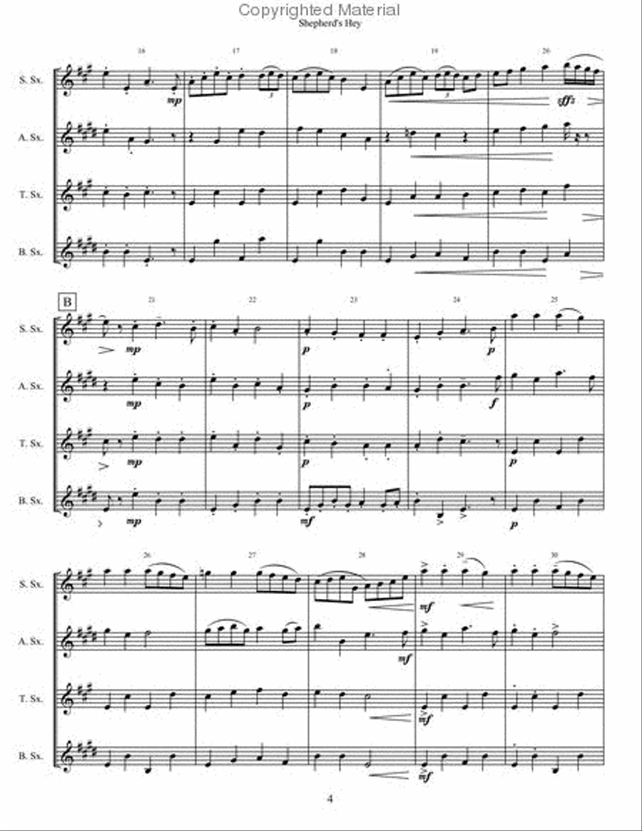 Shepherd's Hey Saxophone Quartet scores gallery preview page 3