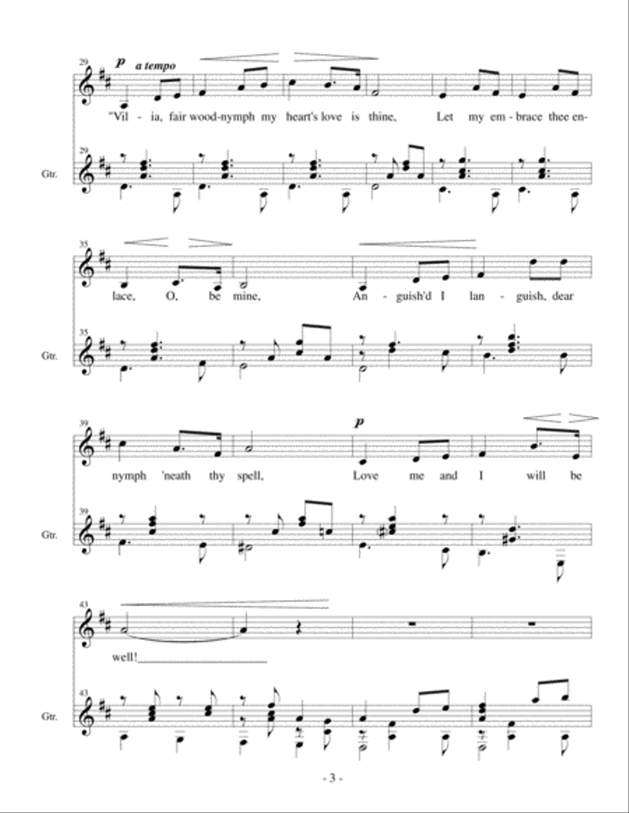 Vilia, Fair Wood Nymph (Franz Lehar) for voice and classical guitar Acoustic Guitar scores gallery preview page 4