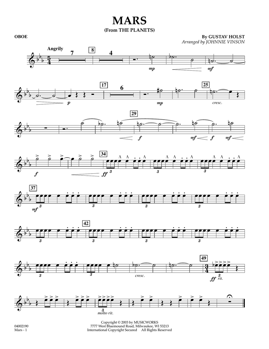 Mars (from The Planets) - Oboe