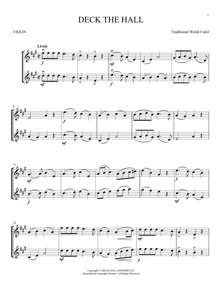 Deck The Hall Deck The Hall String Duet scores gallery preview page 1