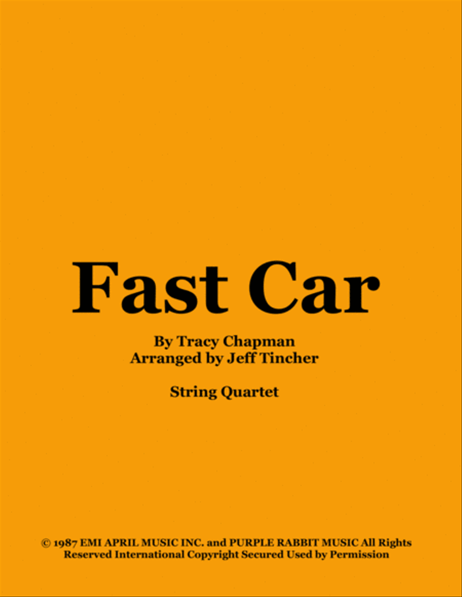 Fast Car String Quartet scores gallery preview page 1