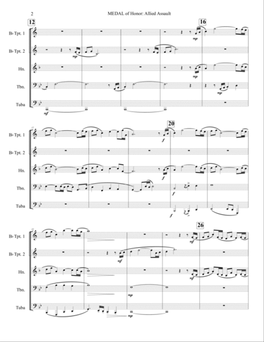 Medal Of Honor: Allied Assault Brass Quintet scores gallery preview page 3
