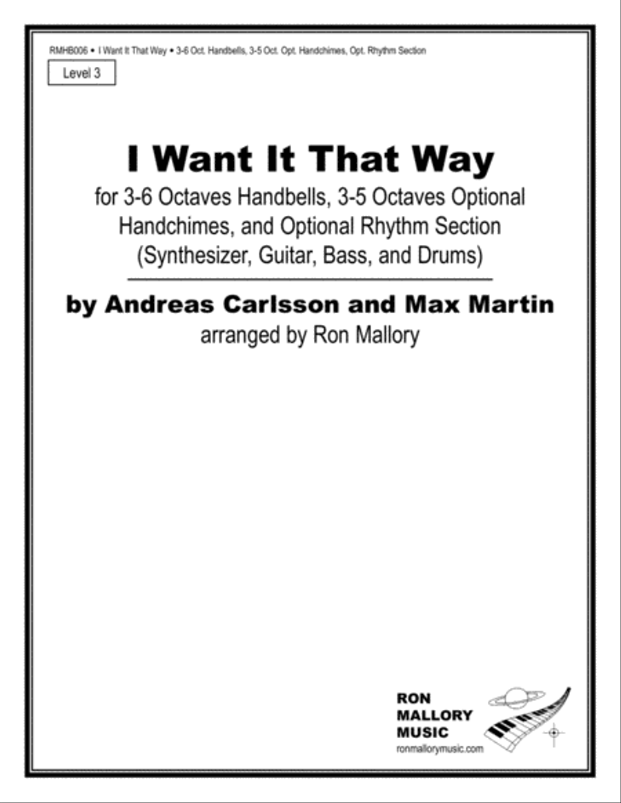 I Want It That Way Handbell Choir scores gallery preview page 1