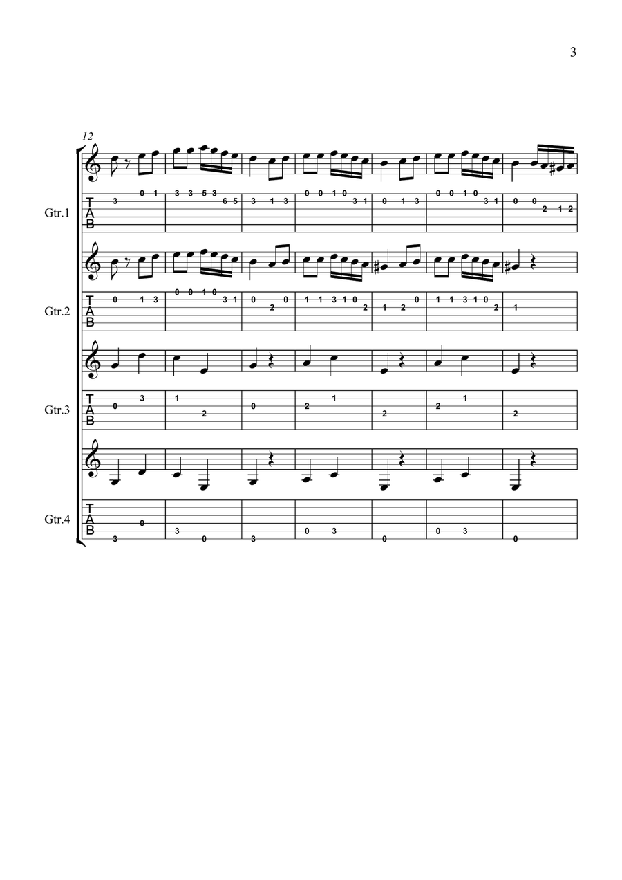 Turkish Dance Mozart Turkish Dance Mozart Acoustic Guitar scores gallery preview page 3