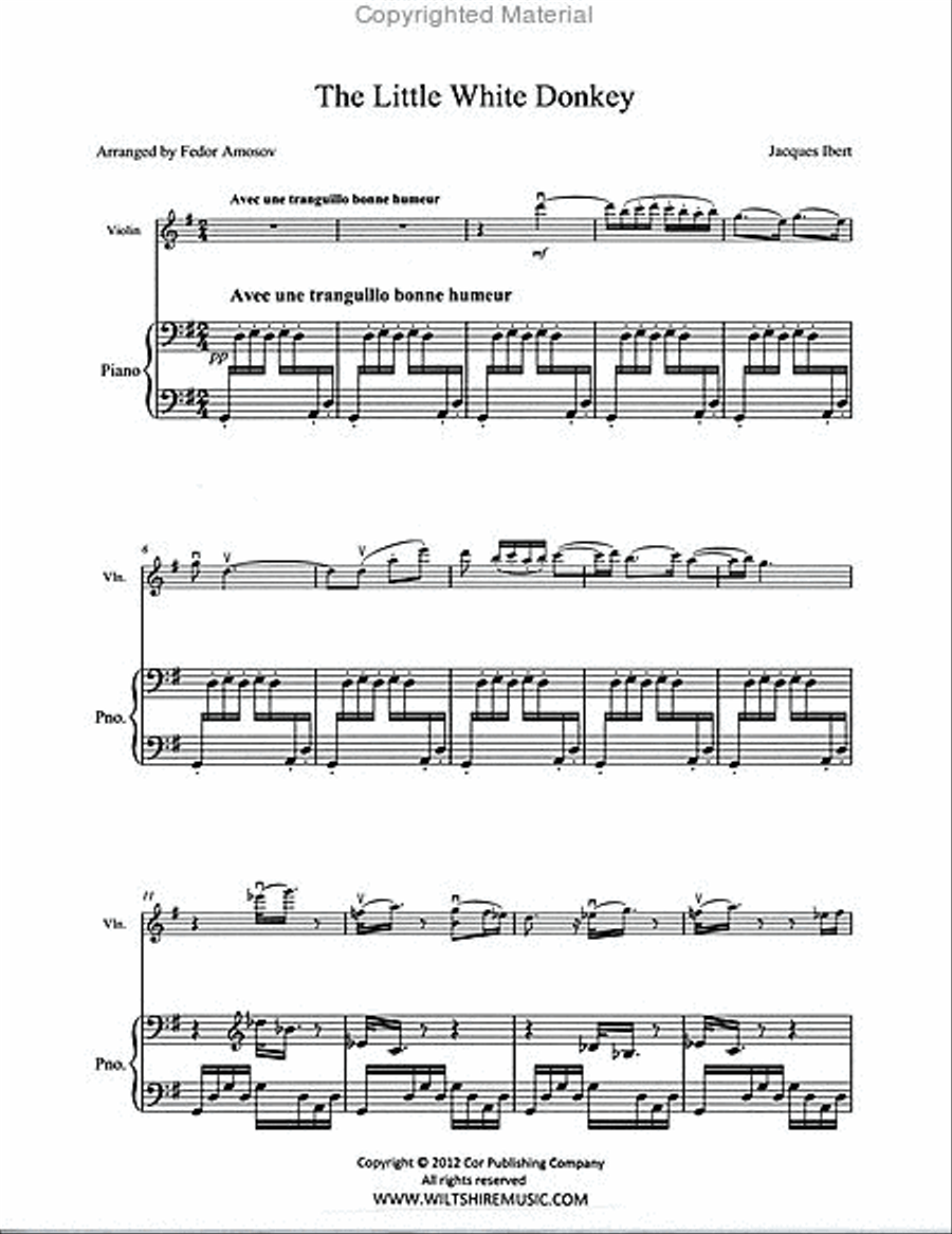 The Little White Donkeu (Amosov) Violin Solo scores gallery preview page 2
